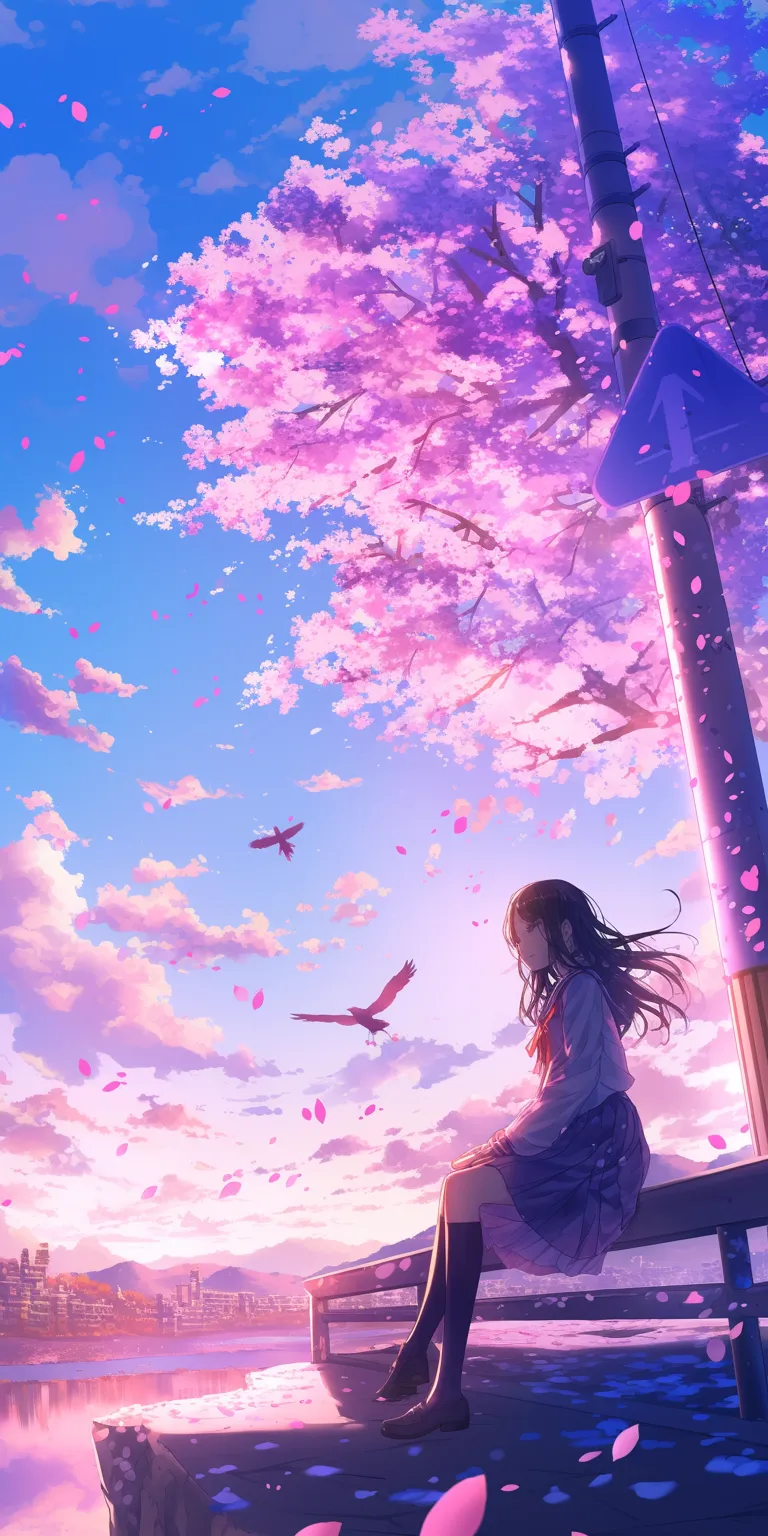 purple anime background sky, sakura, ciel, noragami, 1920x1080