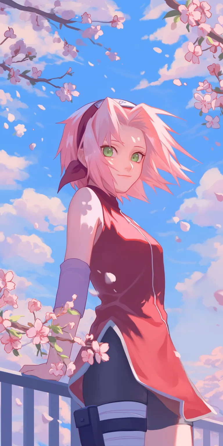sakura anime naruto sakura, hiro, konoha, blossom, sky
