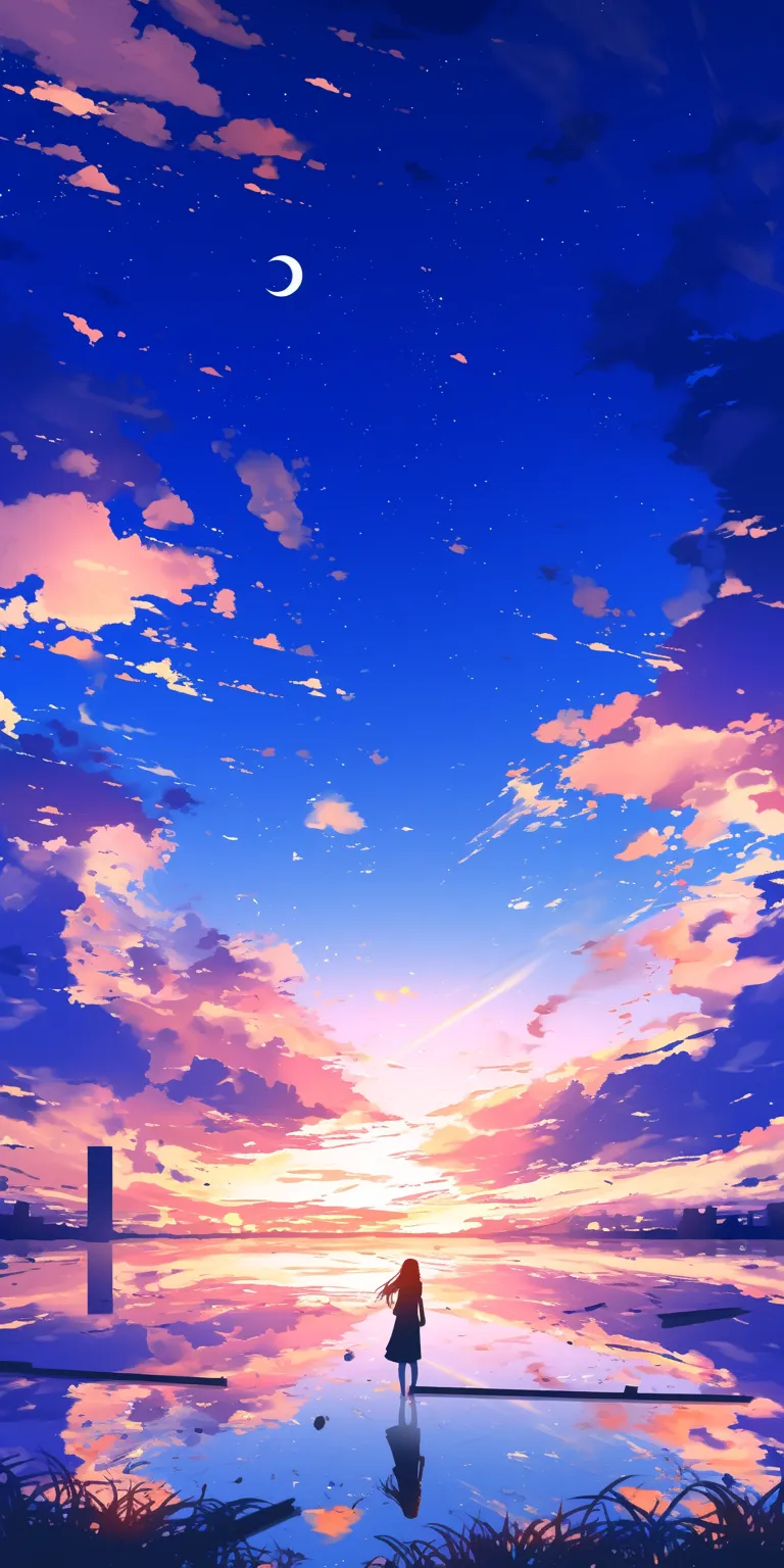 aesthetic anime background sky, sunset, ciel, lockscreen