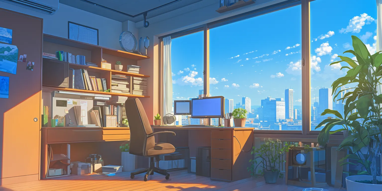 anime room background office, backgrounds, lofi, classroom, ultrawide