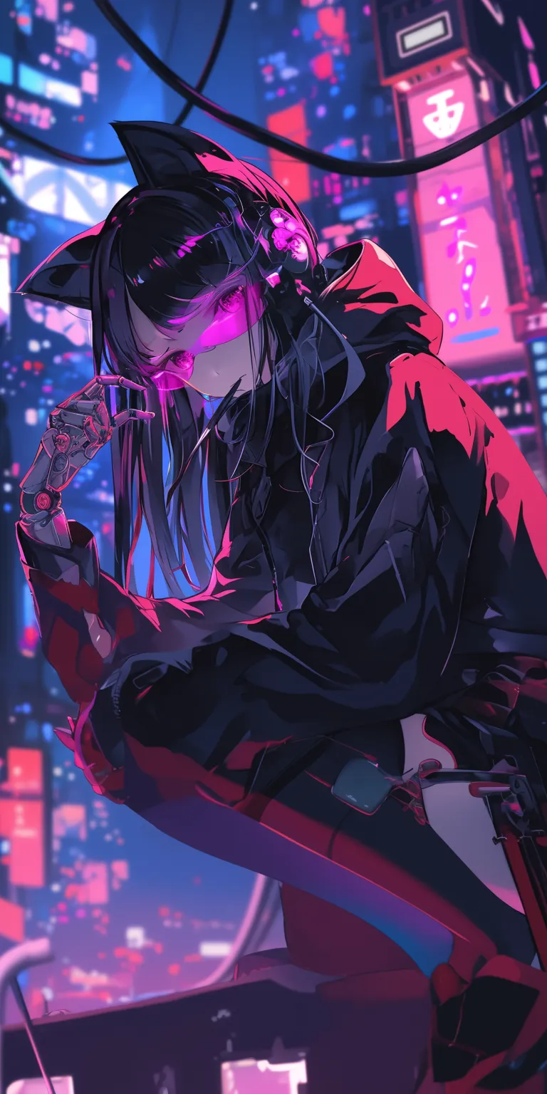 cyberpunk anime wallpaper uta, kakegurui, yumeko, cyberpunk, yato