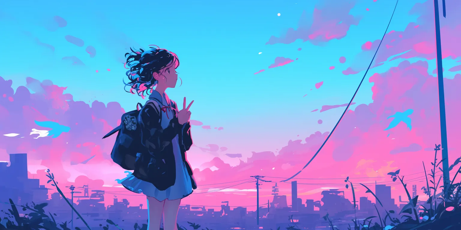 love anime wallpaper 3440x1440, 2560x1440, 1920x1080, lofi, sky