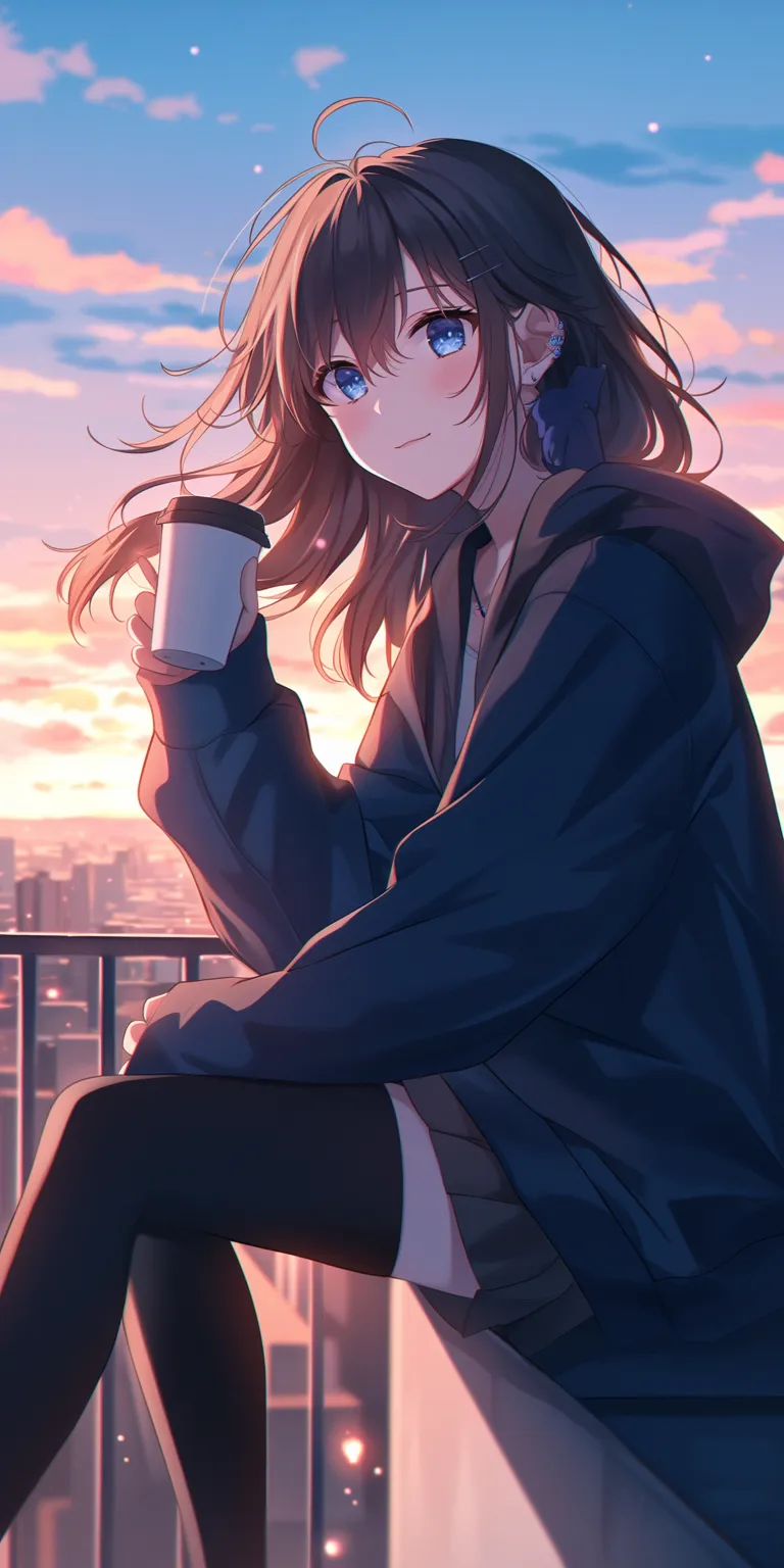 cute anime images haru, mirai, sky, miya, sunset