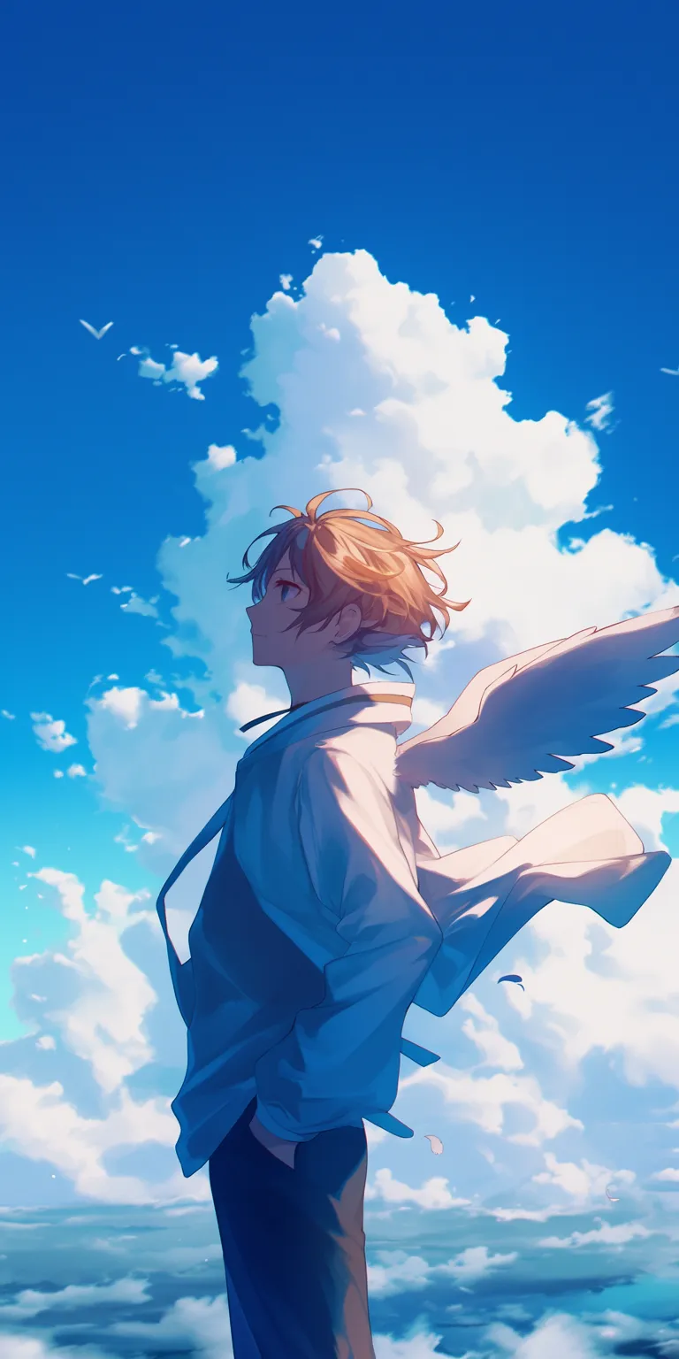 anime desktop wallpaper 4k sky, yuujinchou, ciel, natsume, denji