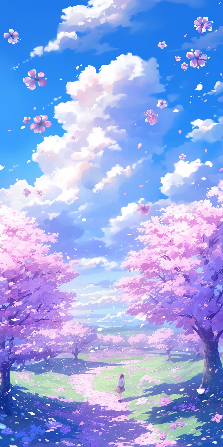 anime wallpaper nature sky, sakura, wall, background, kamisama