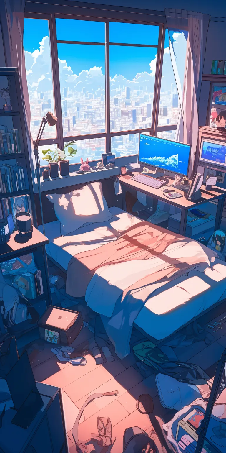 anime bedroom background room, classroom, lofi, study, computer