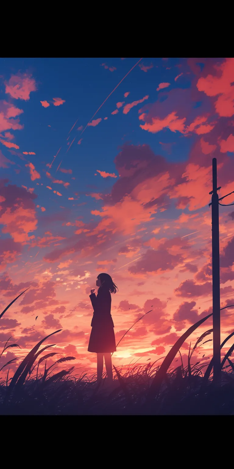 anime wallpaper in hd flcl, champloo, sunset, sky, lockscreen