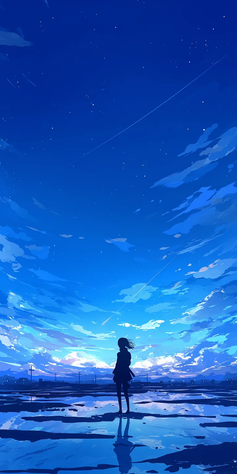 blue anime wallpaper sky, ocean, ciel, lockscreen, flcl