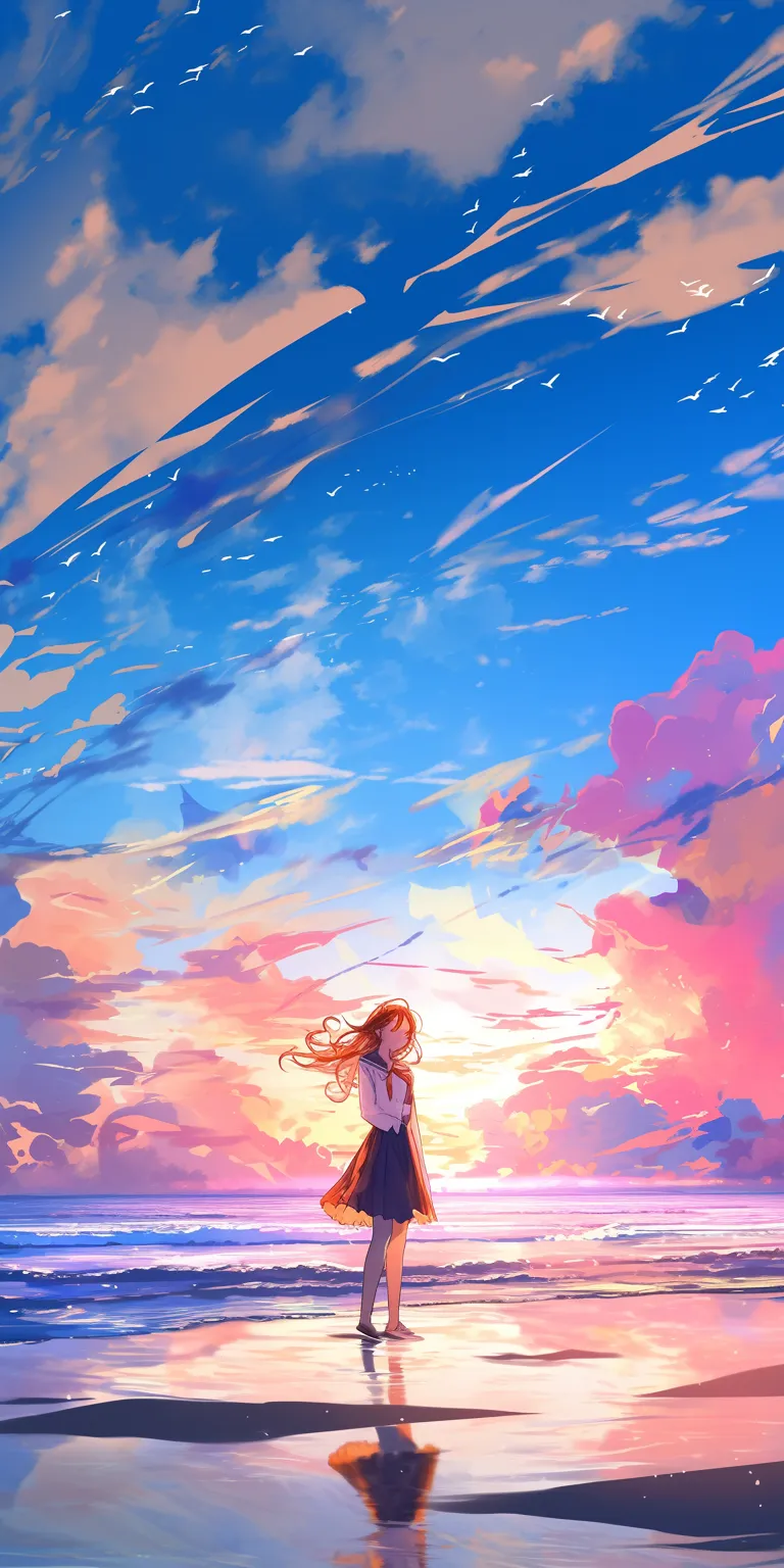 1920x1080 anime wallpaper sky, nishimiya, ponyo, lockscreen, sunset
