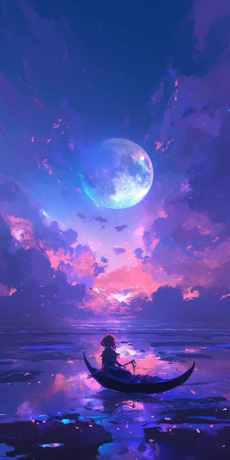 cool anime wallpaper 4k ponyo, ocean, moon, sky, ghibli