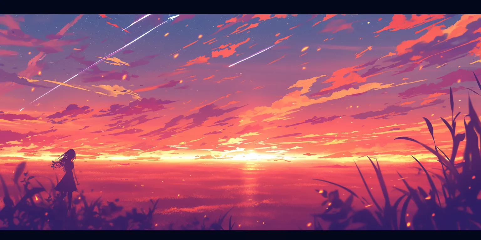 anime sunset wallpaper 2560x1440, 3440x1440, sunset, 1920x1080, sky