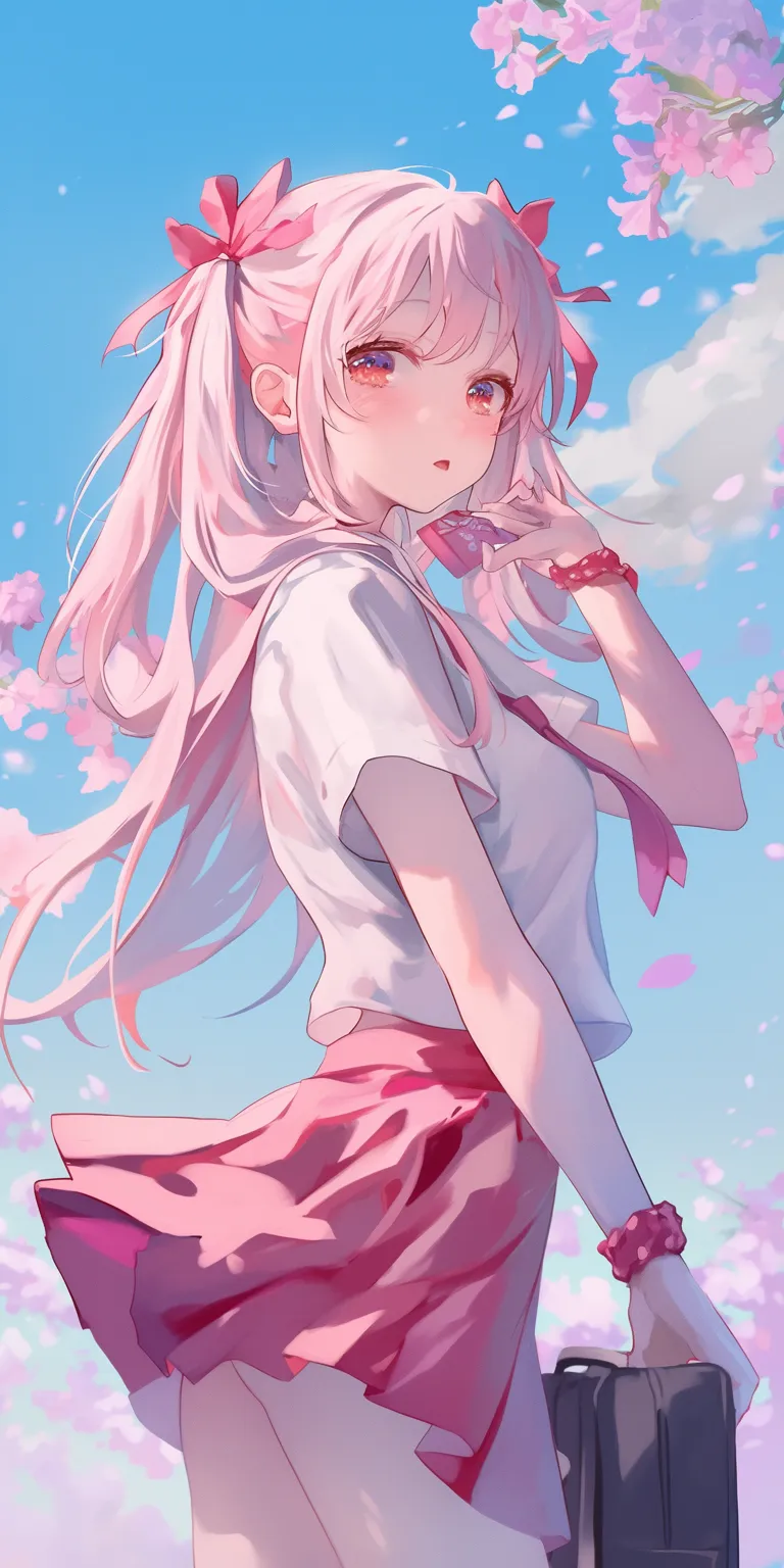 pink anime wallpaper sakura, kuroko, kawaii, madoka, sky