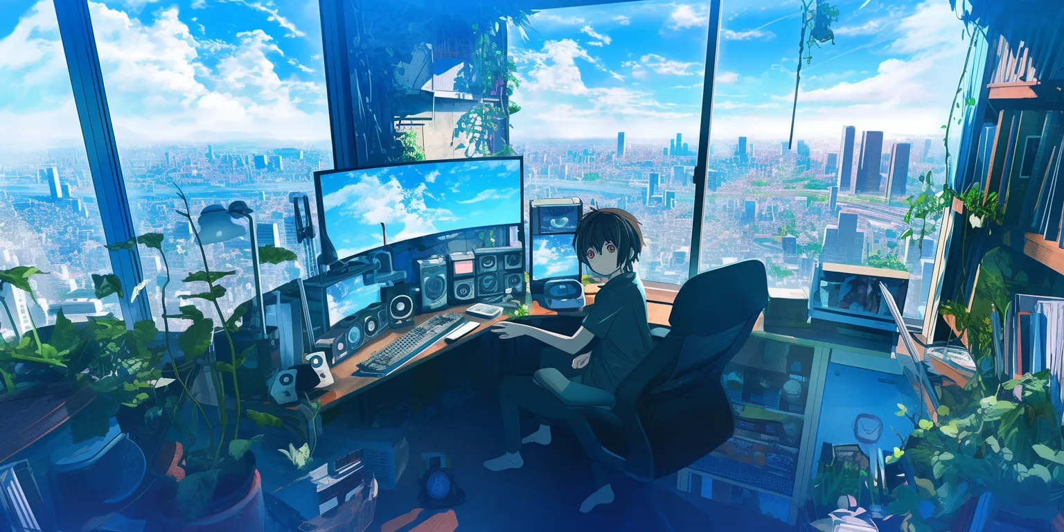 anime computer backgrounds ultrawide, monitor, computer, office, windows
