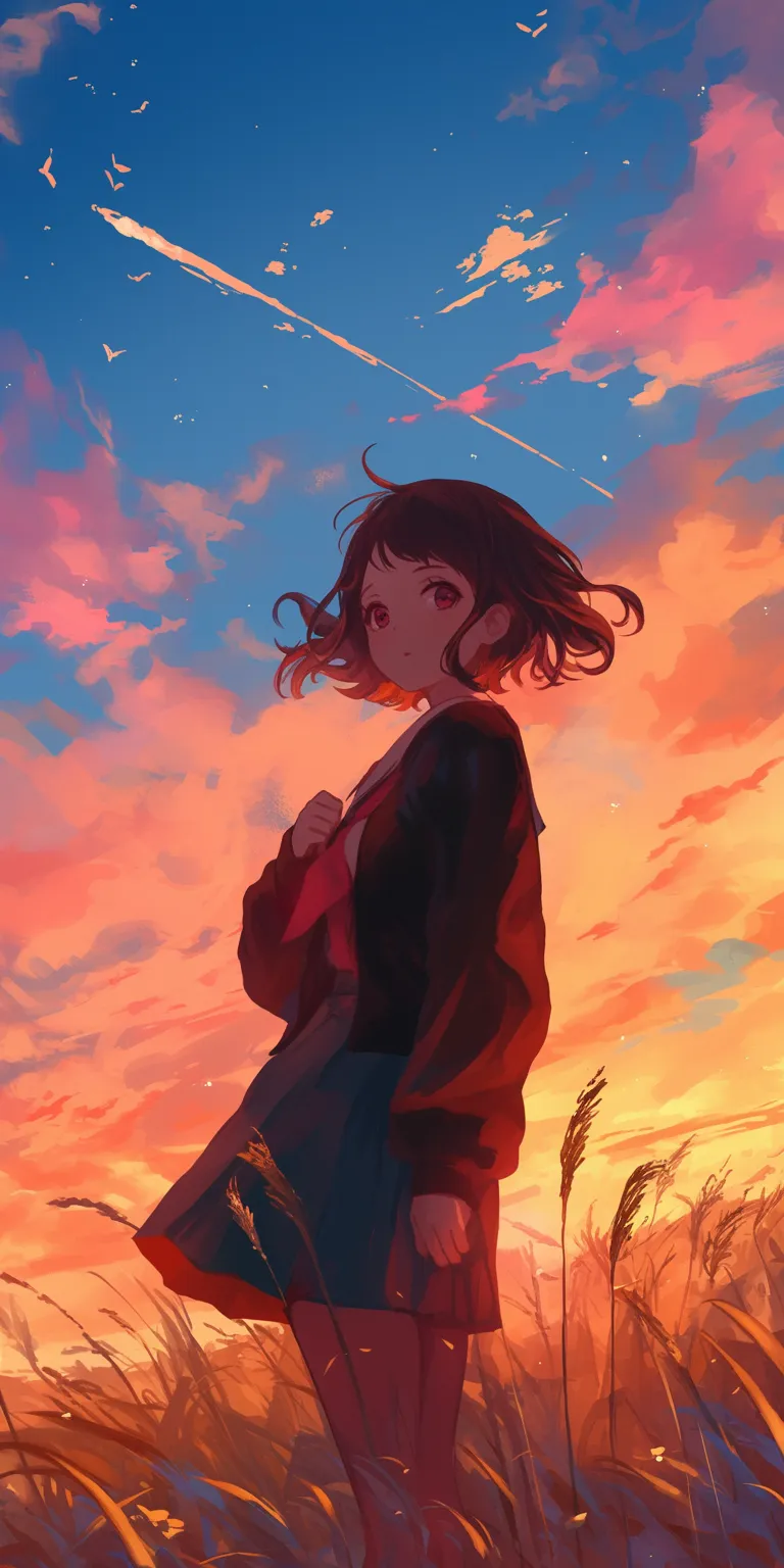 kawaii wallpaper anime flcl, sky, haru, sunset, juuzou