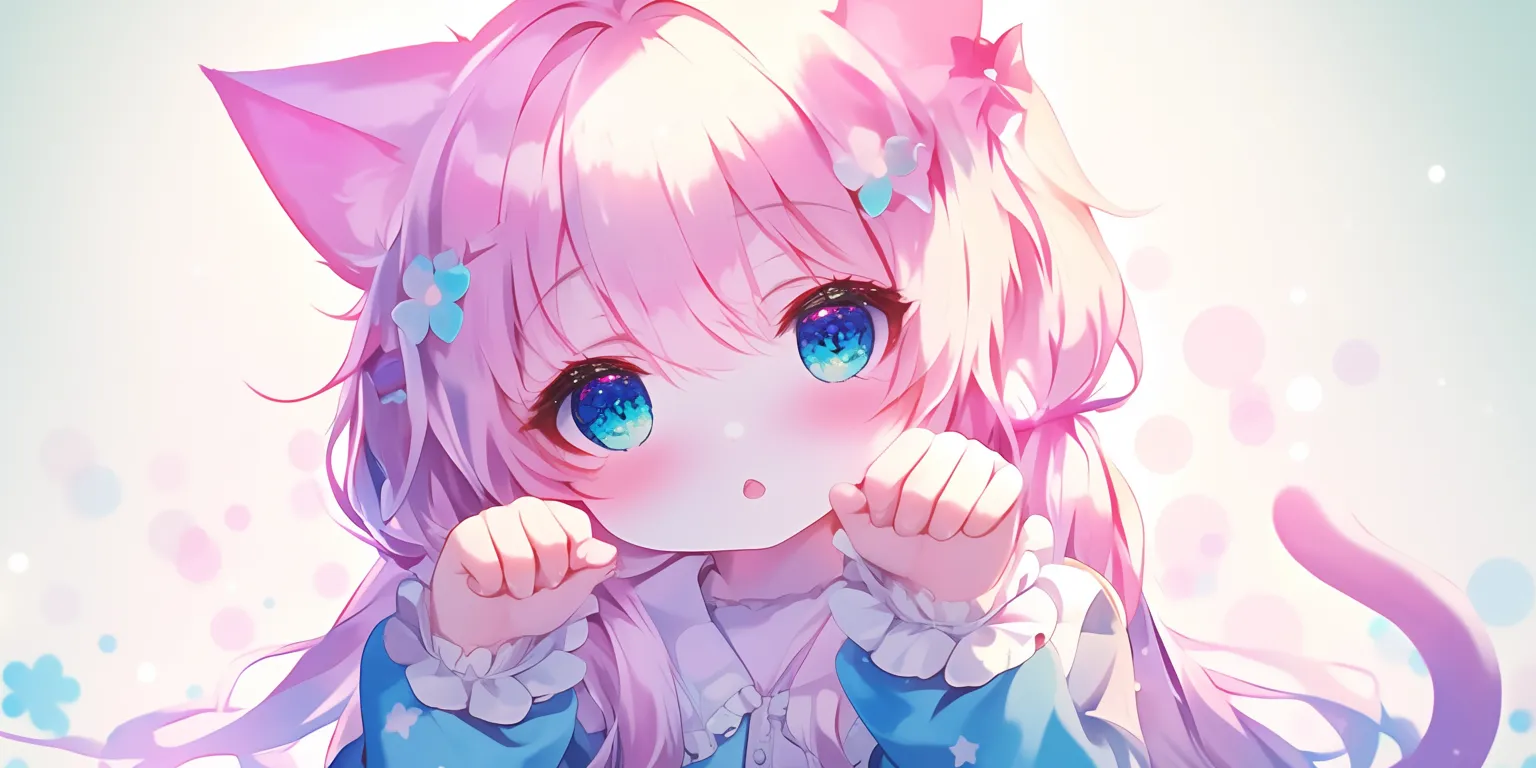 wallpaper cat cute kawaii, vtuber, chibi, mirai, tomori