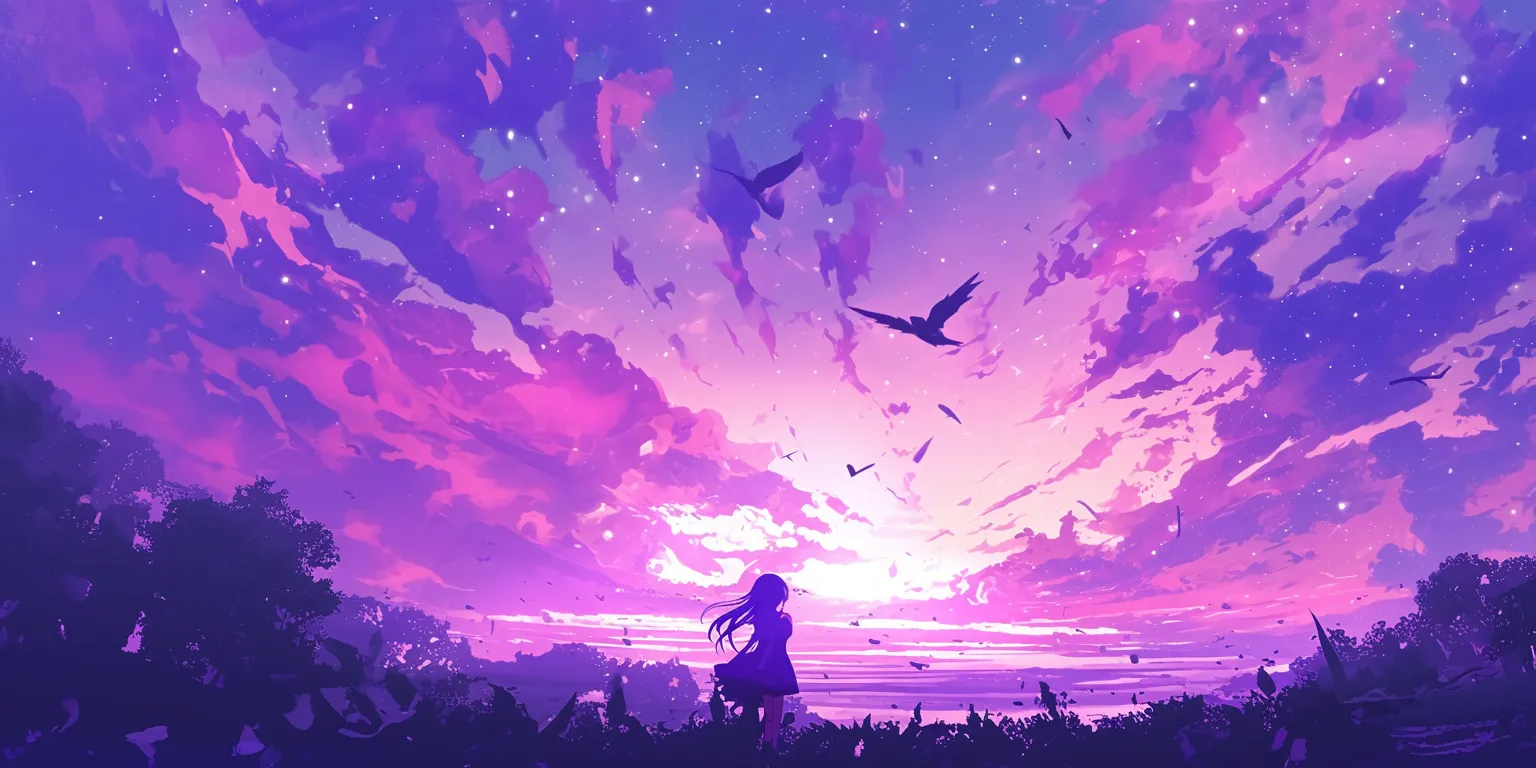 purple anime background sky, purple, wall, aesthetic, violet