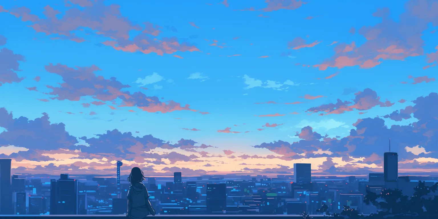 chill anime wallpaper flcl, ciel, 3440x1440, sunset, sky