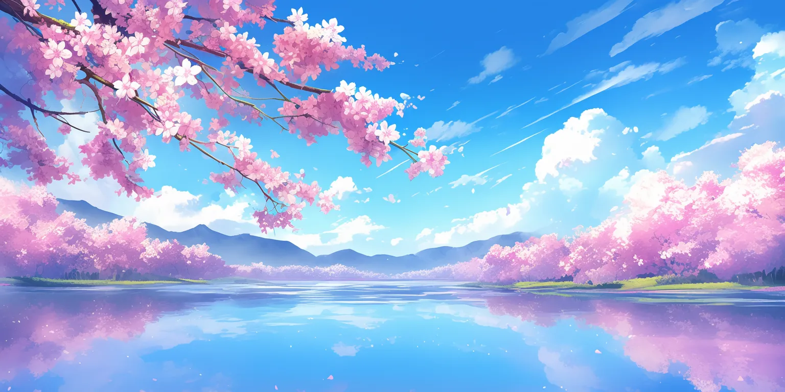 anime cherry blossom wallpaper sakura, scenery, 2560x1440, sky, peaceful