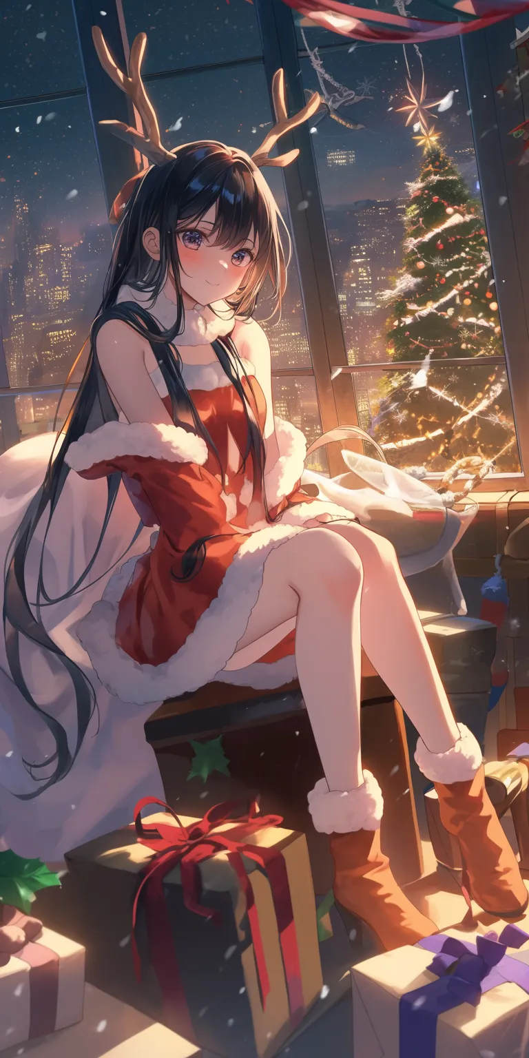 anime christmas wallpaper christmas, kaguya, yumeko, asuna, kuroko