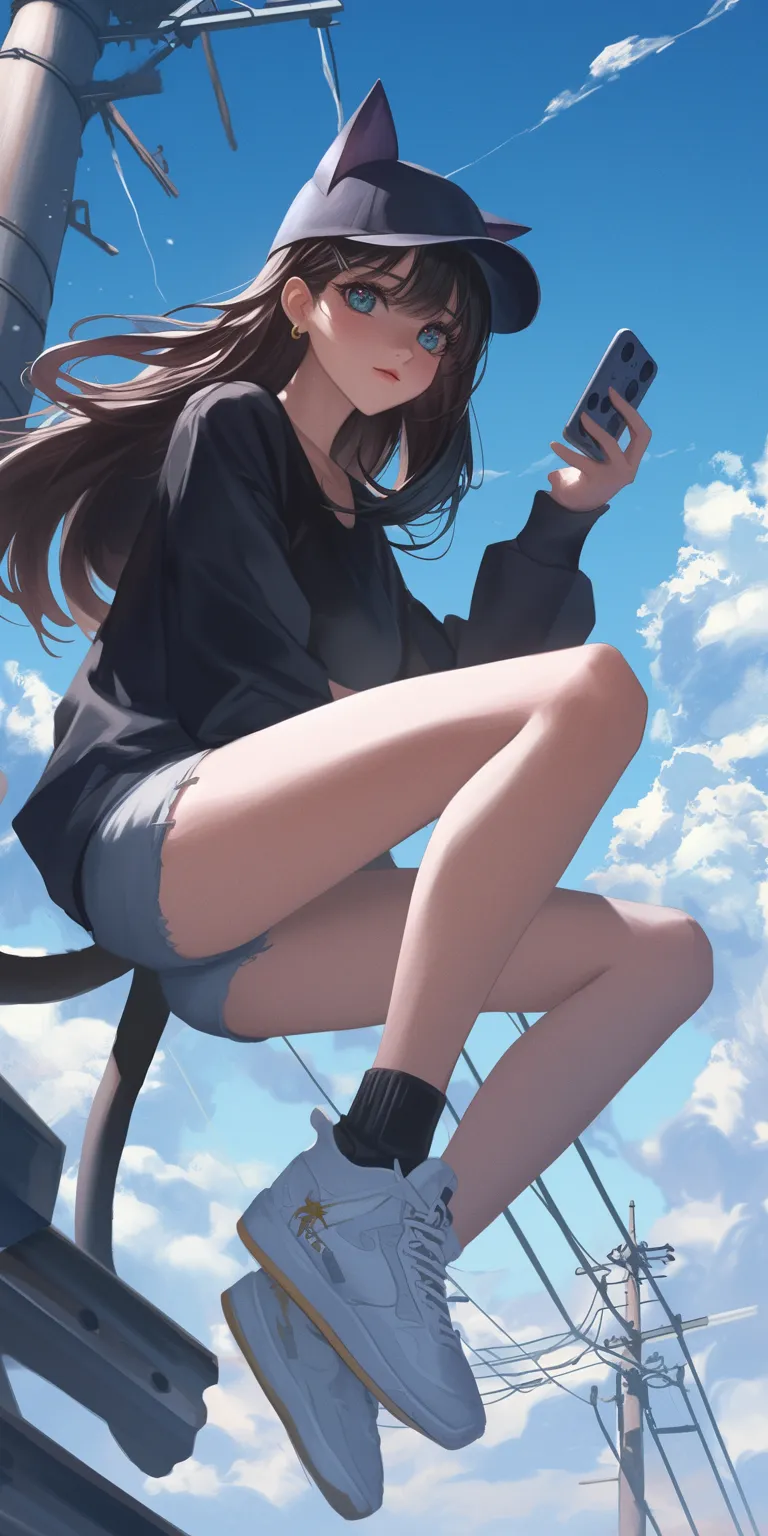 anime cat wallpaper sky, hyouka, tomori, phone, lockscreen