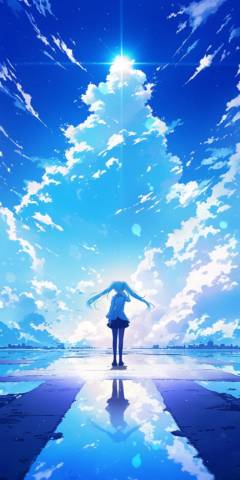 hatsune miku background sky, ocean, ciel, bocchi, tomori
