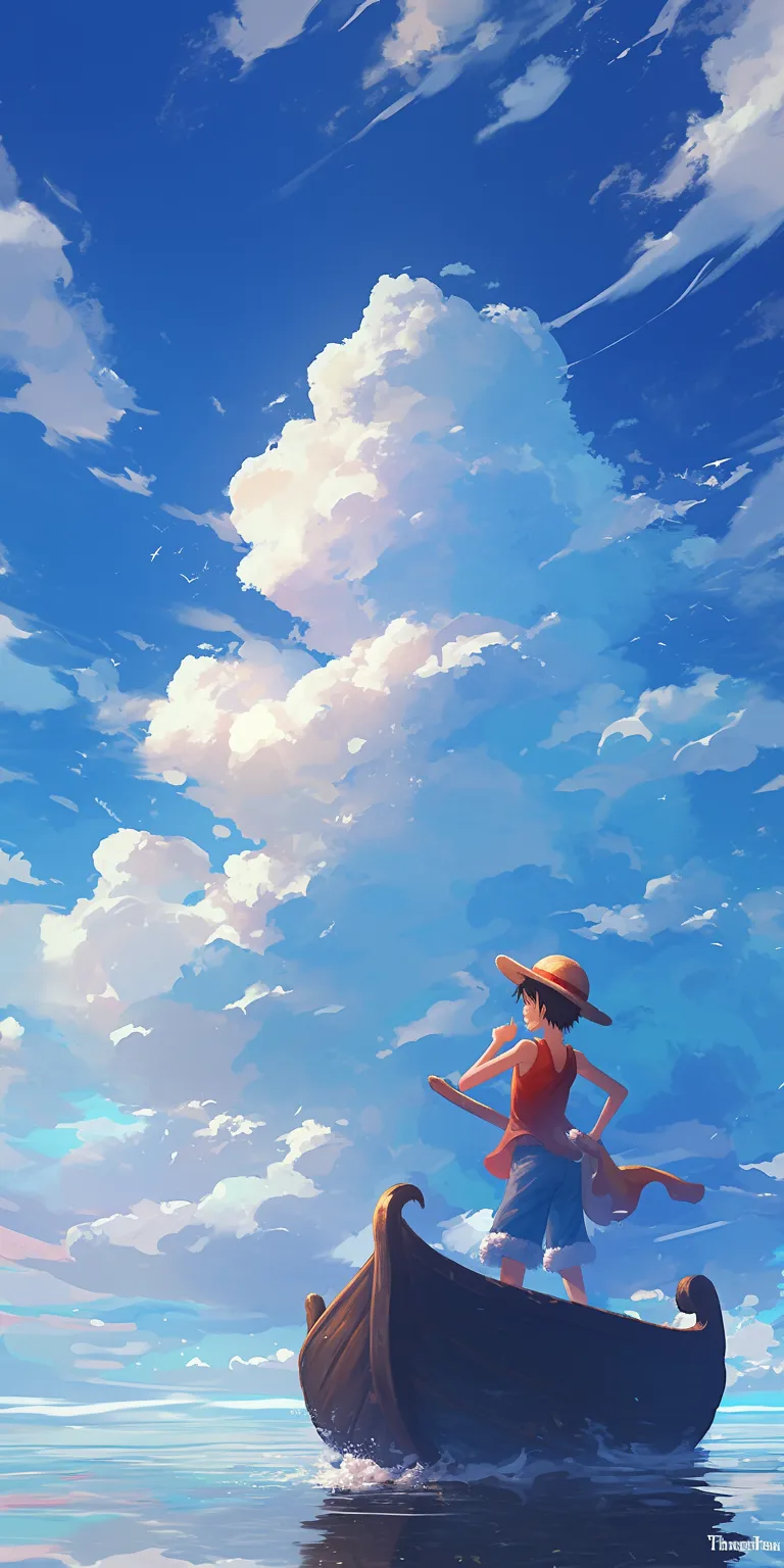 one piece aesthetic wallpaper sky, ghibli, ocean, mononoke, flcl