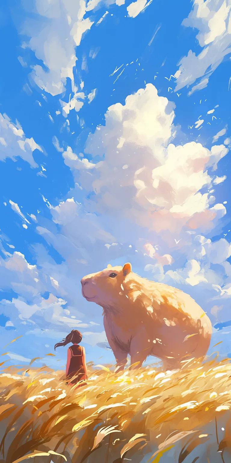 capybara wallpaper sky, ghibli, mononoke, capybara, bear