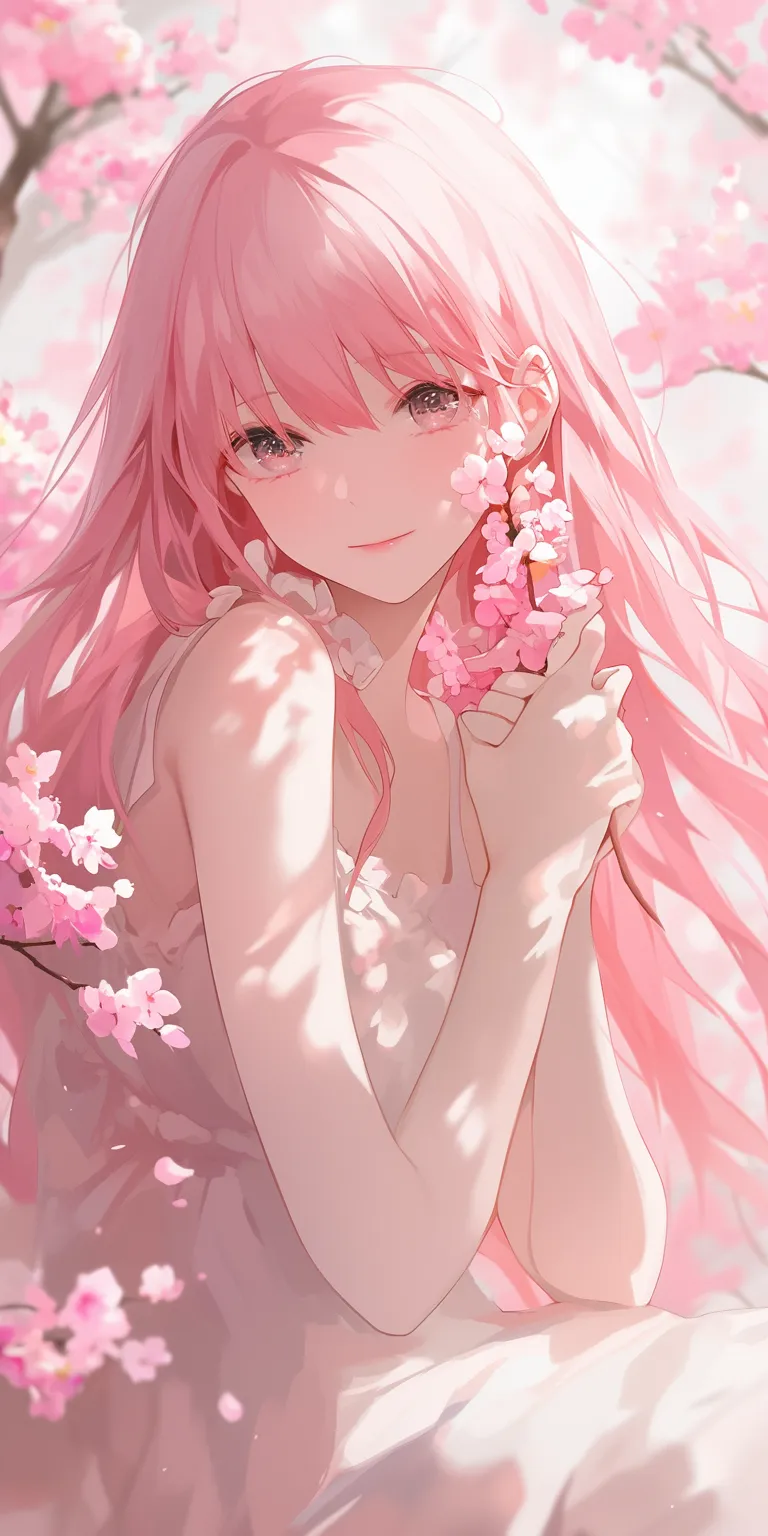 pink anime wallpaper sakura, blossom, pink, madoka, lockscreen