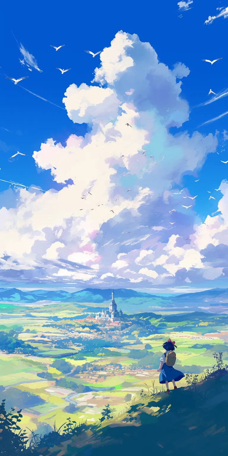 studio ghibli desktop wallpaper sky, ghibli, evergarden, mountain, scenery