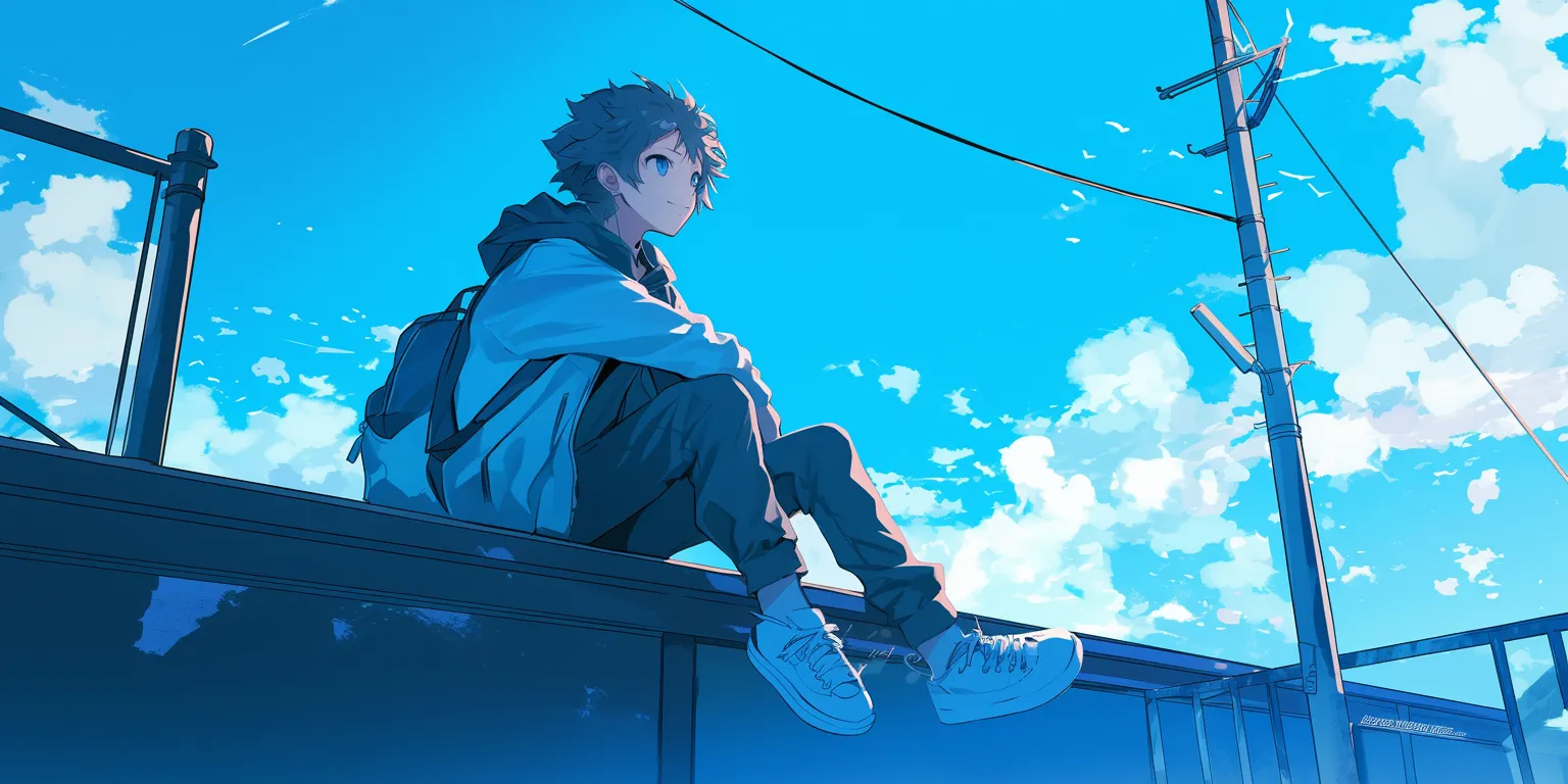 background wallpaper anime sky, haru, flcl, champloo, haikyuu
