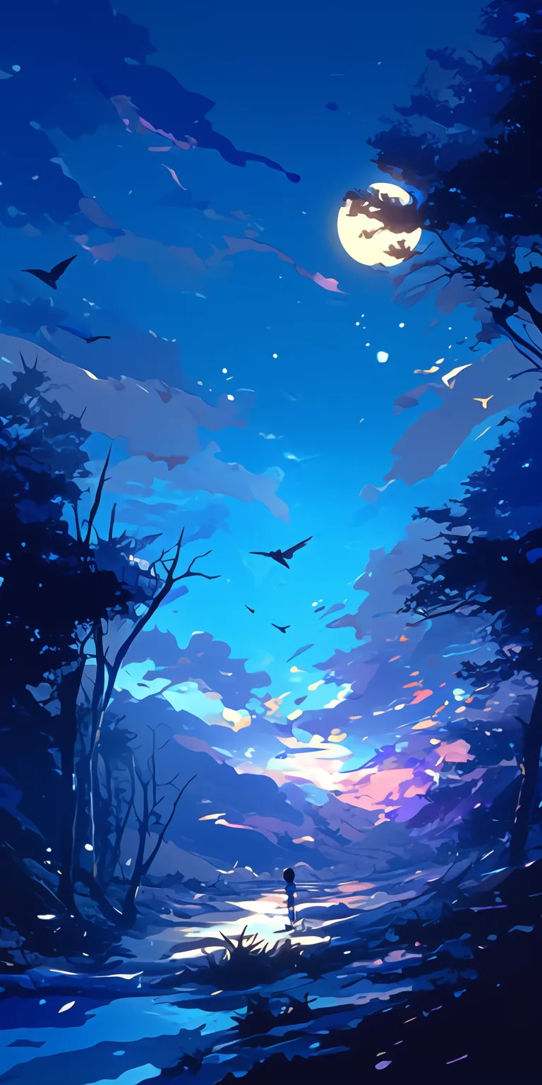 cartoon wallpaper 4k sky, forest, evergarden, backgrounds, 2560x1440