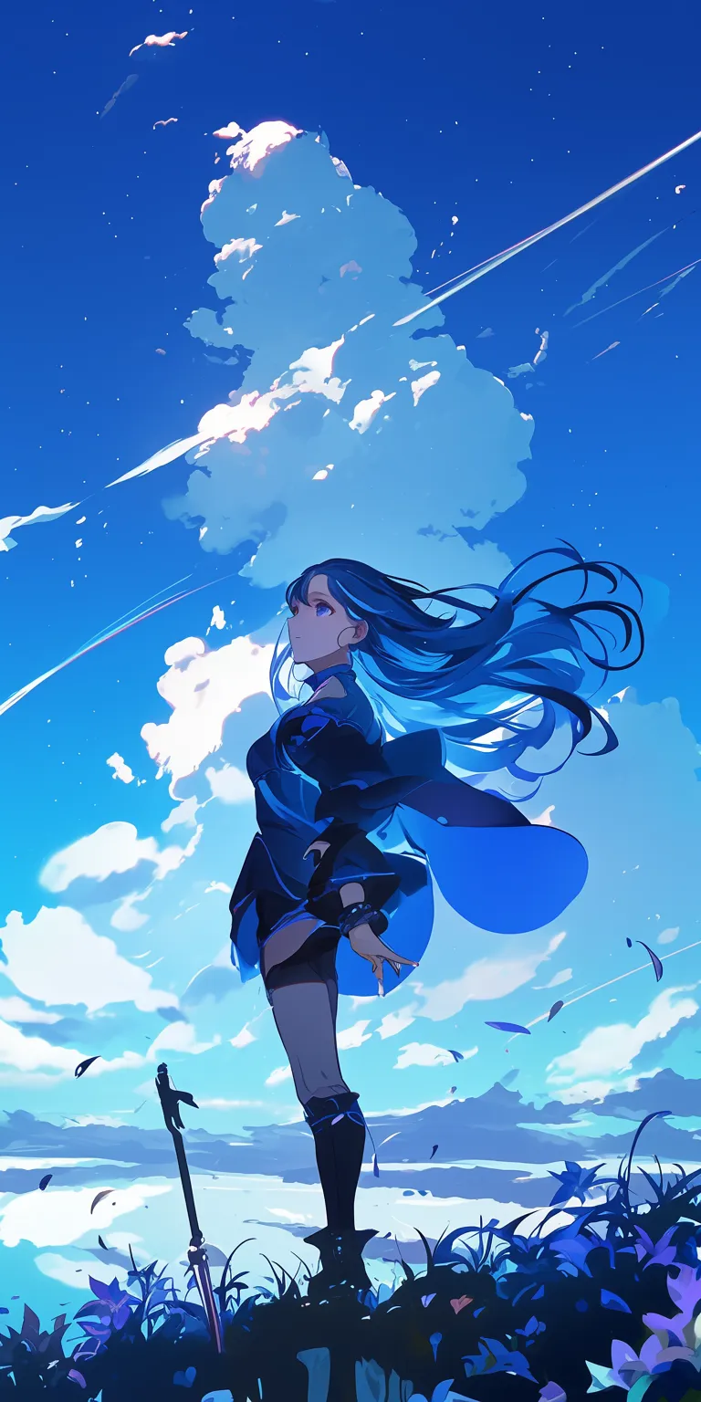 high quality anime wallpapers sky, aqua, ciel, hatsune, 2560x1440