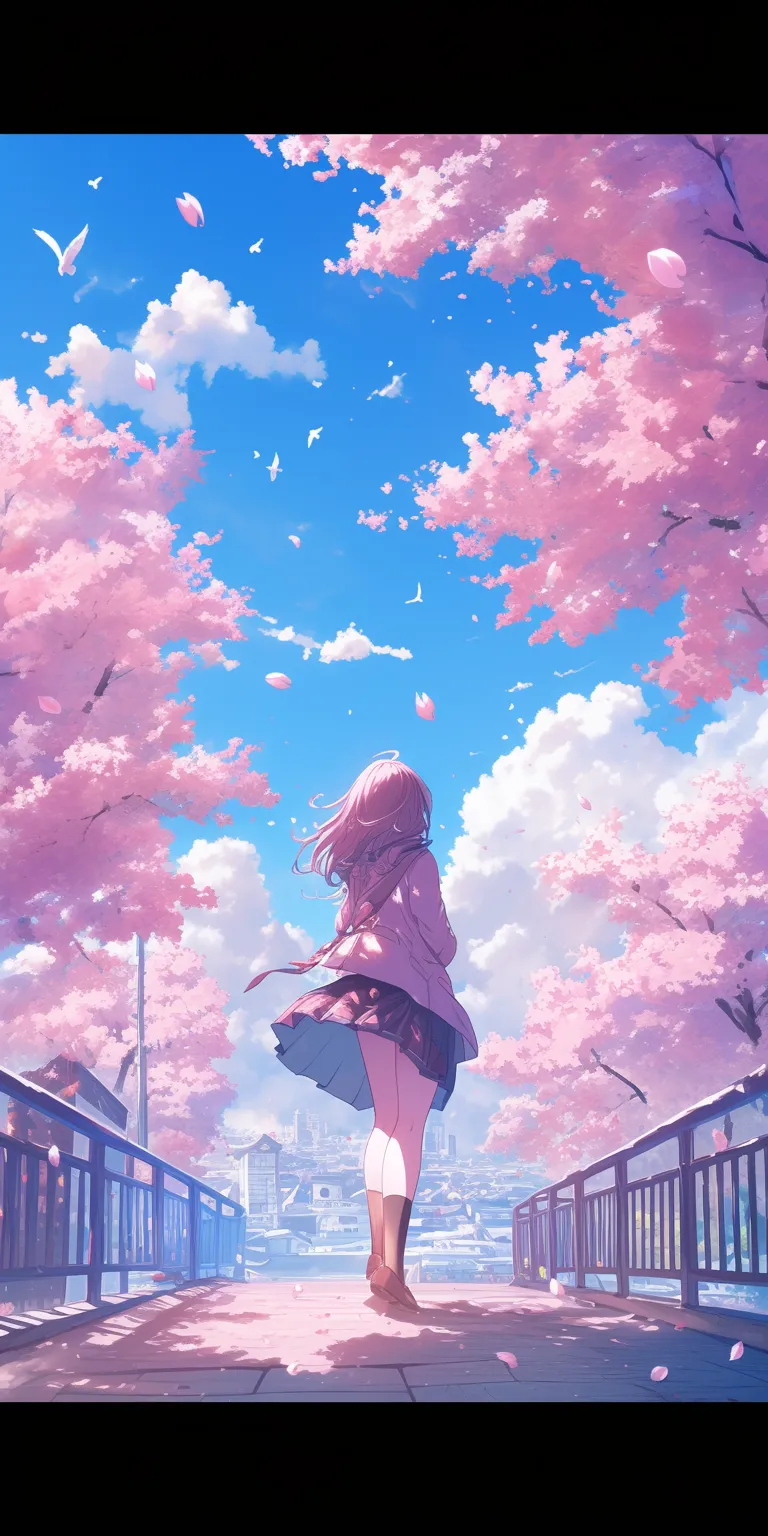 pink anime background sakura, sky, lockscreen, nishimiya, wonderland