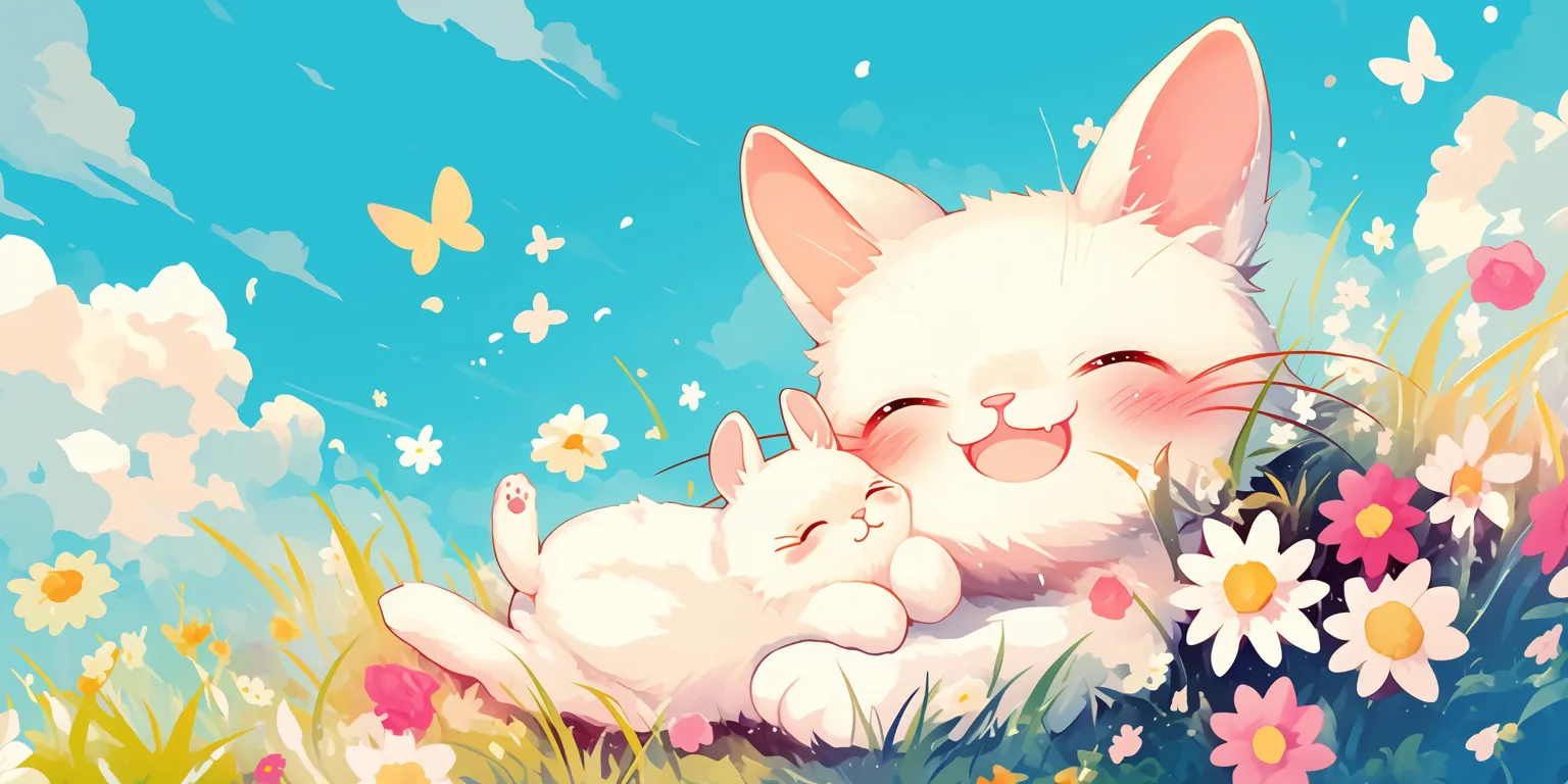 cute wallpapers kawaii kitty, soft, blossom, cats, ghibli