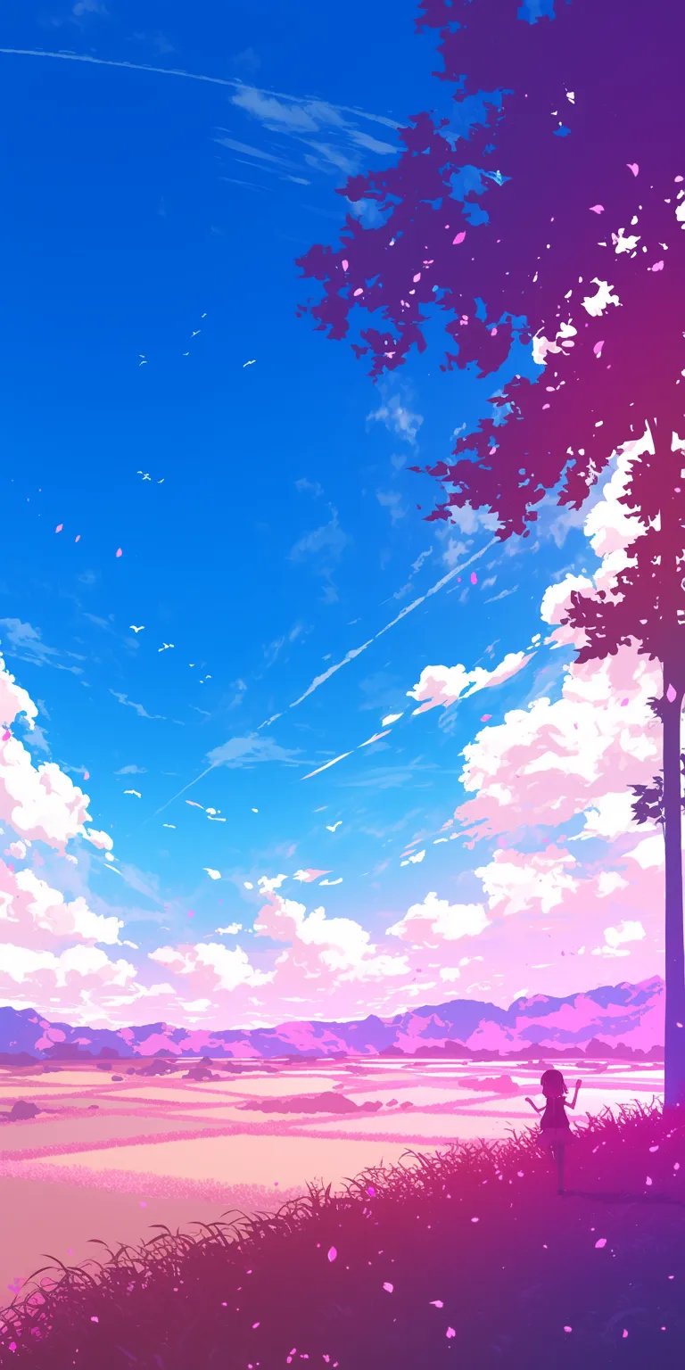 pink anime background sky, 2560x1440, scenery, background, backgrounds