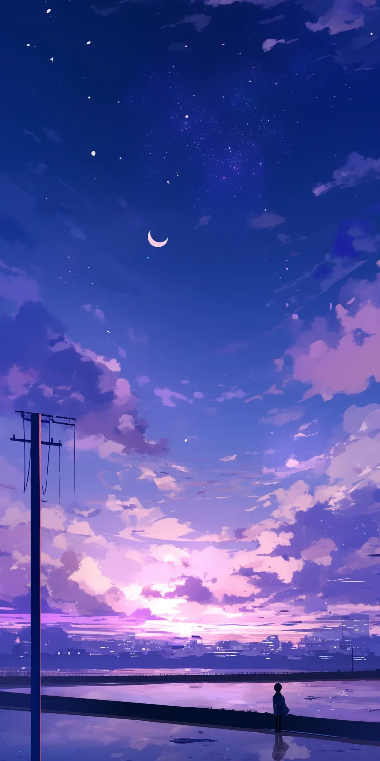 purple anime background sky, scenery, lockscreen, ciel, sunset