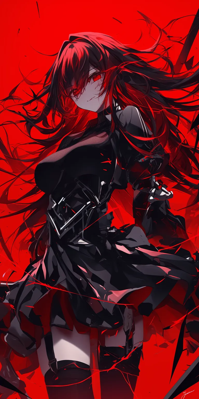 red wallpaper anime akame, yumeko, alucard, rwby, albedo