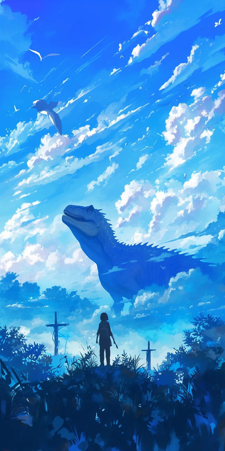 dinosaur wall paper ghibli, sky, dragon, noragami, crocodile