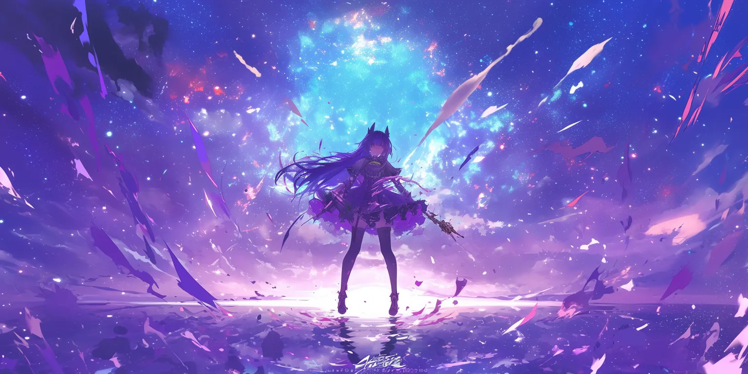 anime purple wallpaper galaxy, purple, wall, yuuki, tohka