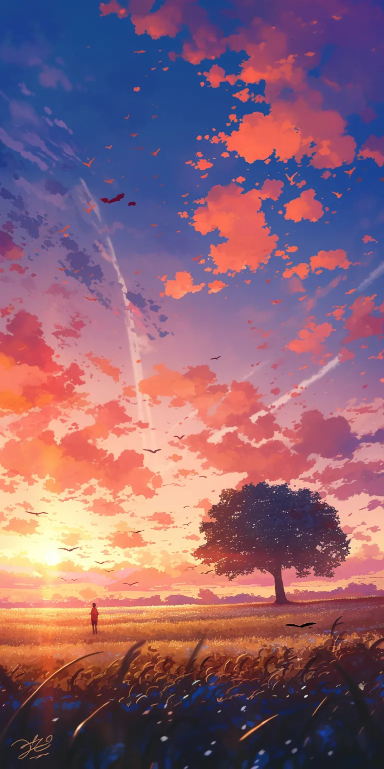anime scenery wallpaper sky, sunset, champloo, yuujinchou, background