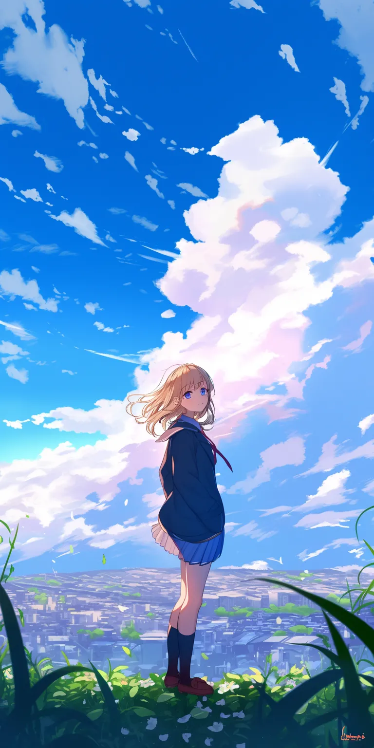 anime wallpaper for ipad sky, yuru, 2560x1440, nazuna, bocchi