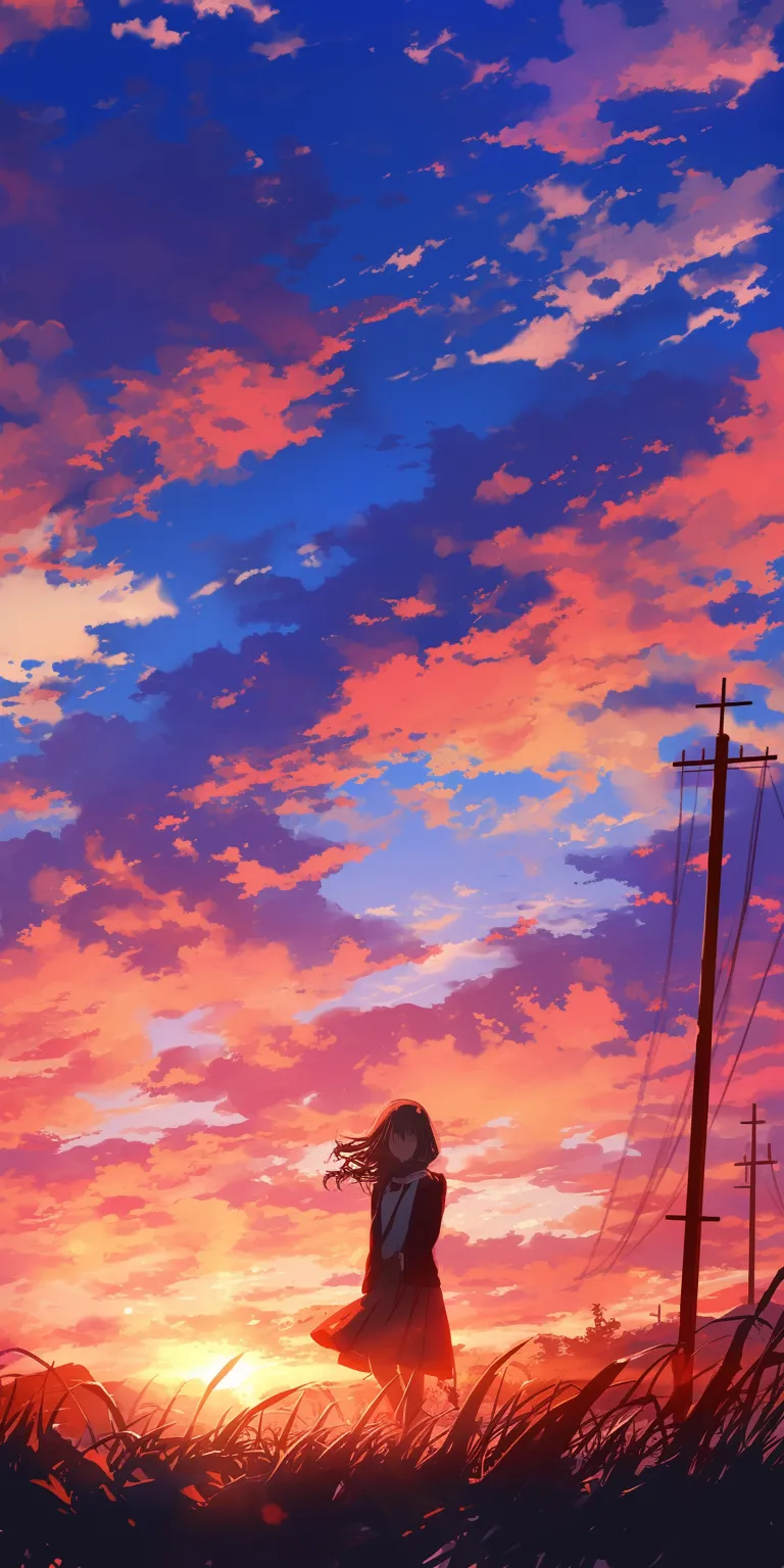 anime sunset wallpaper flcl, sunset, lockscreen, ghibli, noragami