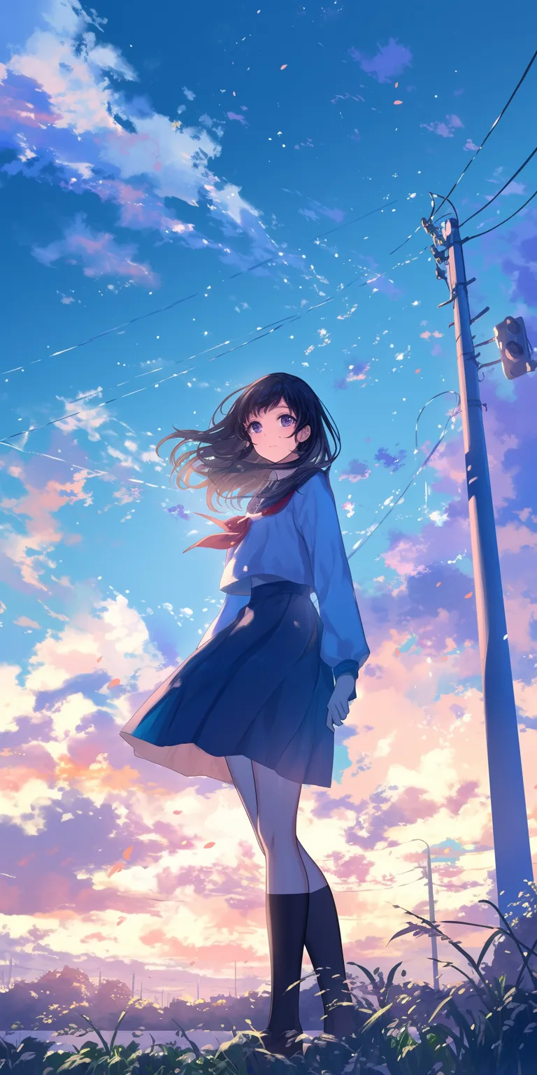 anime wallpaper phone sky, hyouka, bocchi, haru, sakura