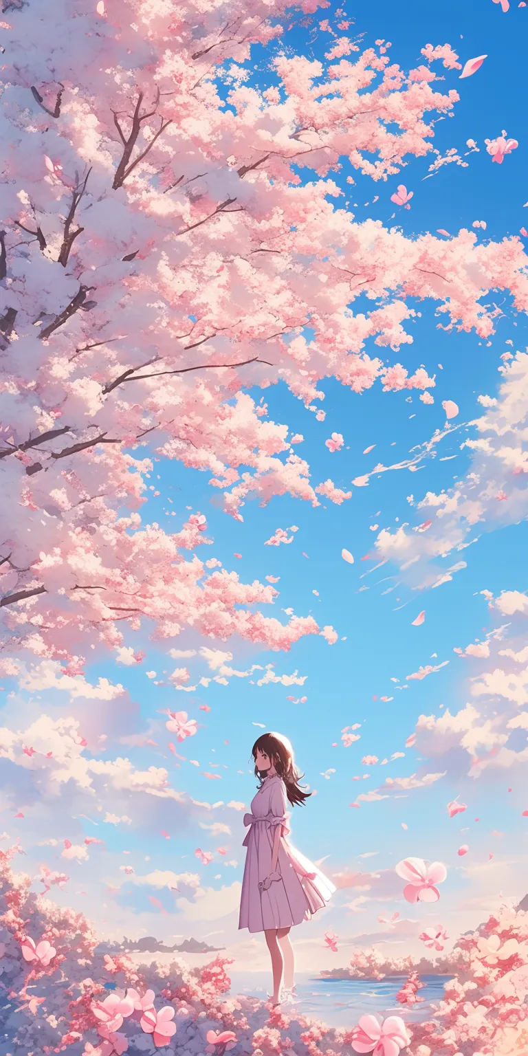 wallpaper anime pink sakura, sky, haru, blossom, nishimiya