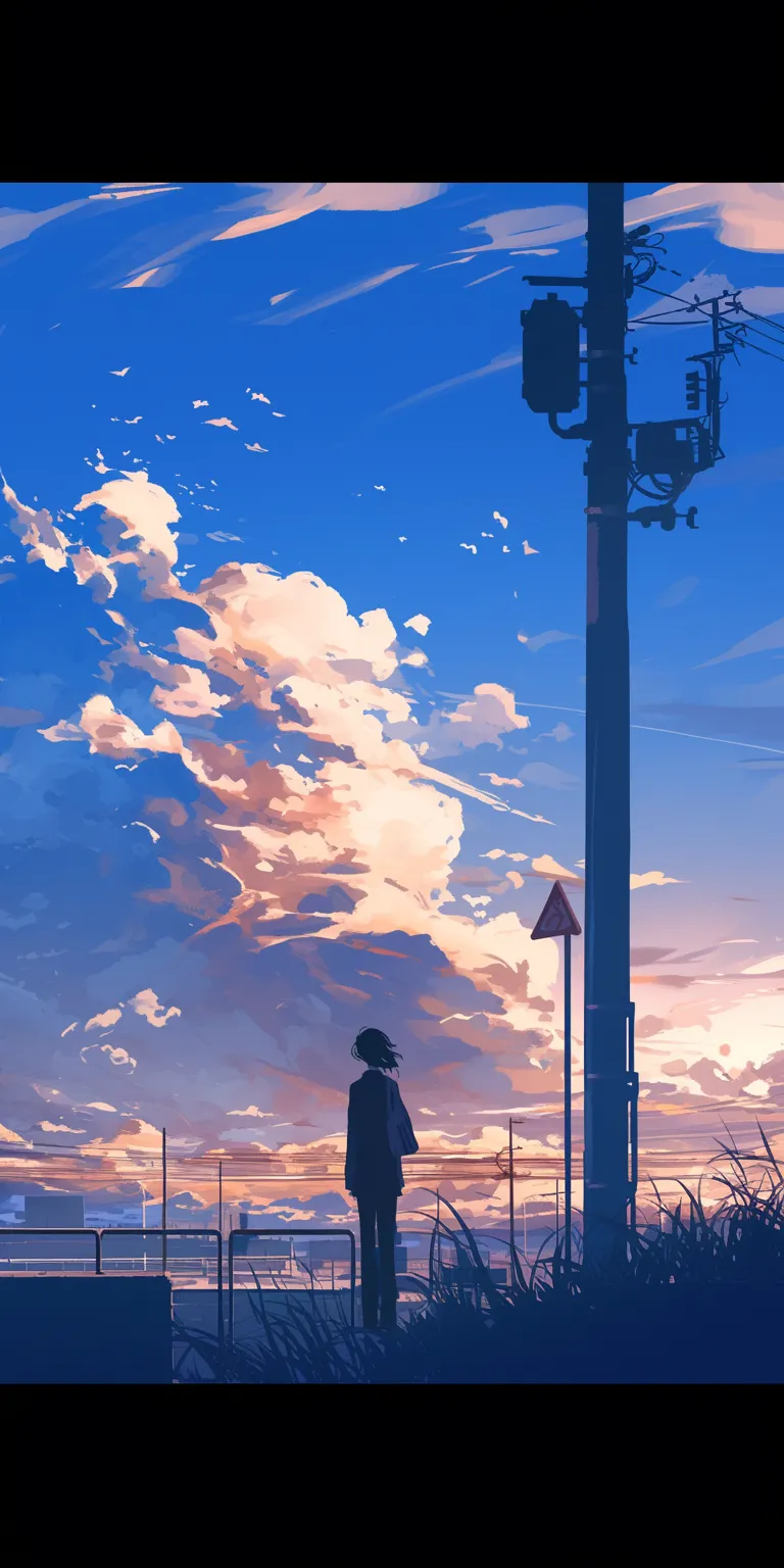 chill anime wallpaper sky, flcl, sunset, ghibli, lockscreen