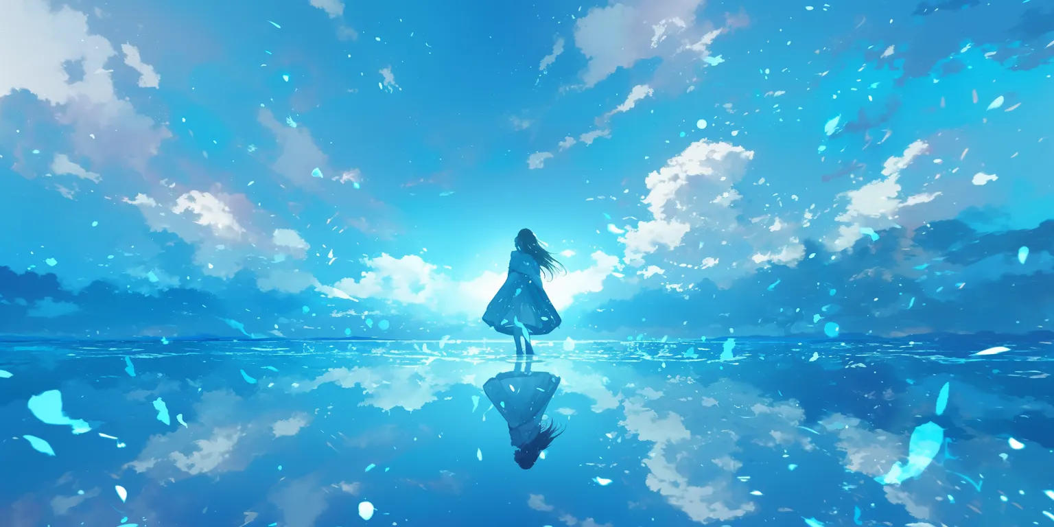 background wallpaper anime sky, aqua, ocean, mirai, 1920x1080