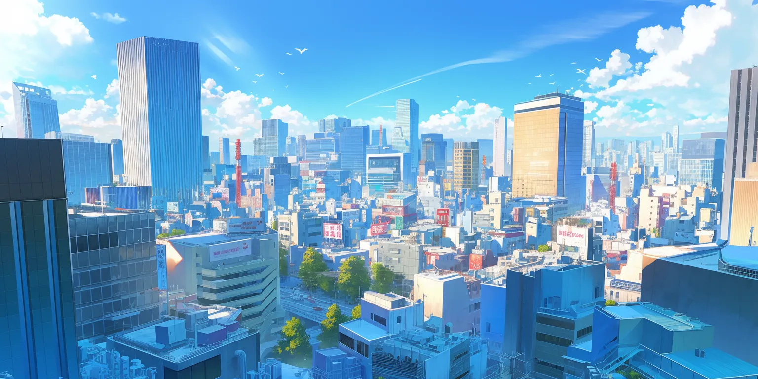 anime city background tokyo, nakano, 3440x1440, japan