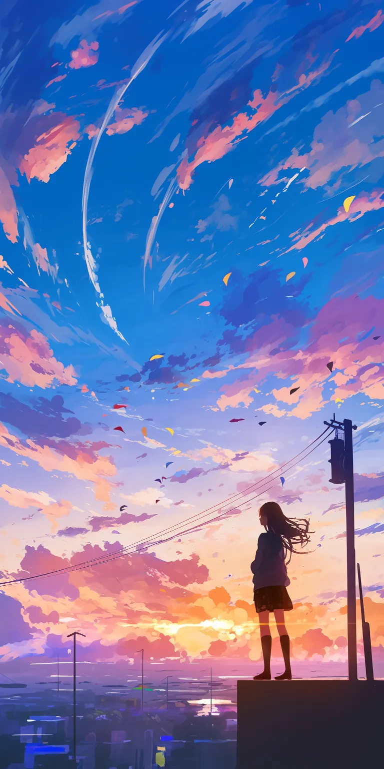 anime wallpaper aesthetic sky, flcl, sunset, ghibli, noragami