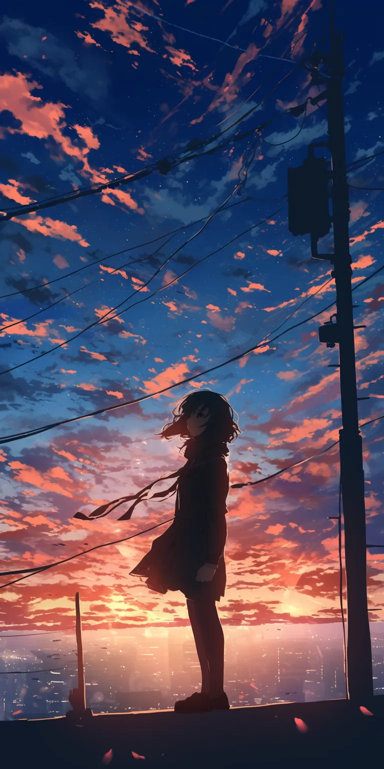 best anime wallpapers sky, sunset, denji, haru, 1920x1080