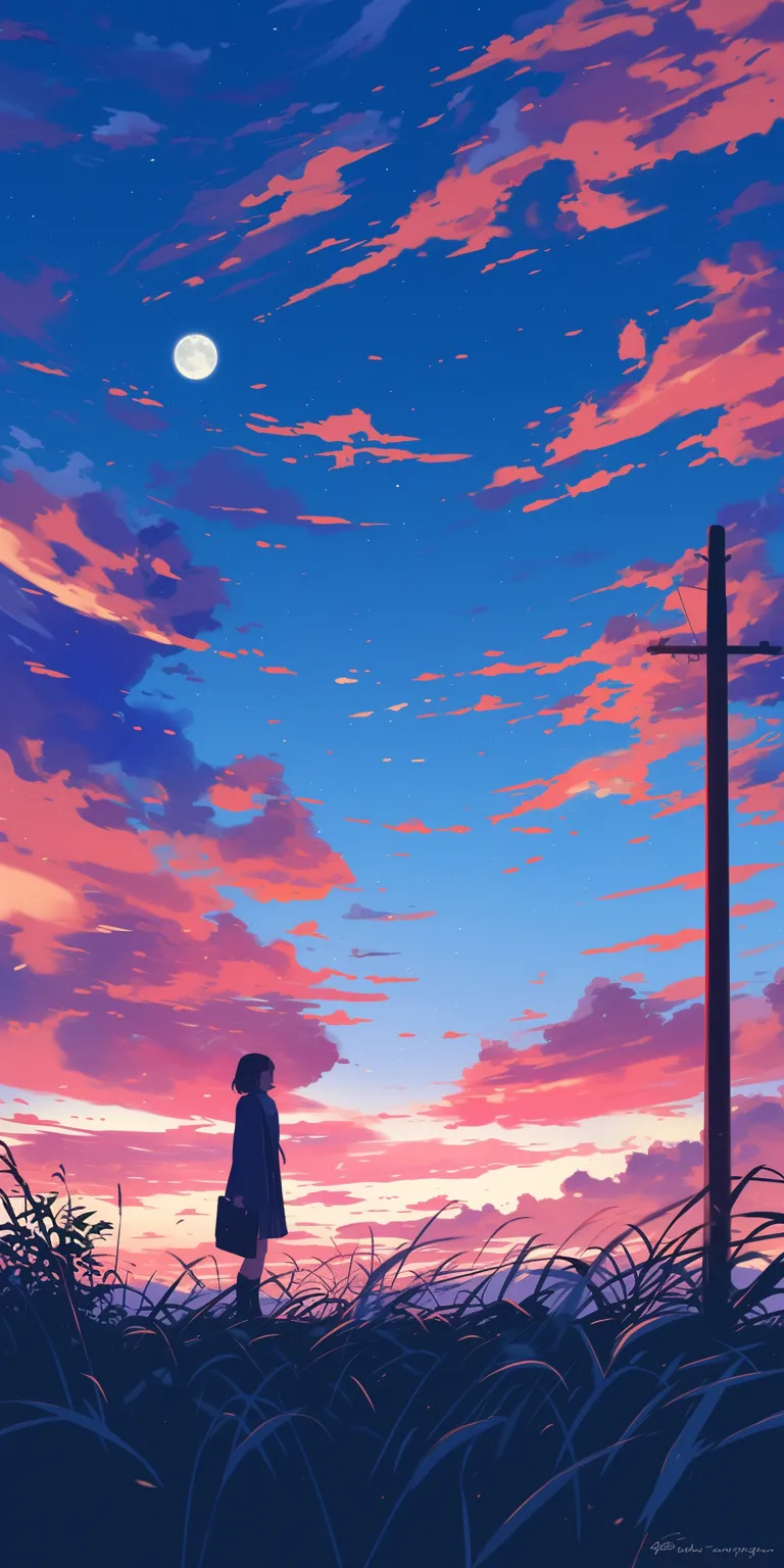 anime screensaver flcl, sky, sunset, champloo, 3440x1440